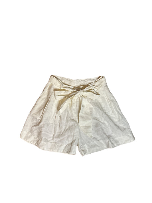 120% LINO White Belted High Waisted Linen Shorts