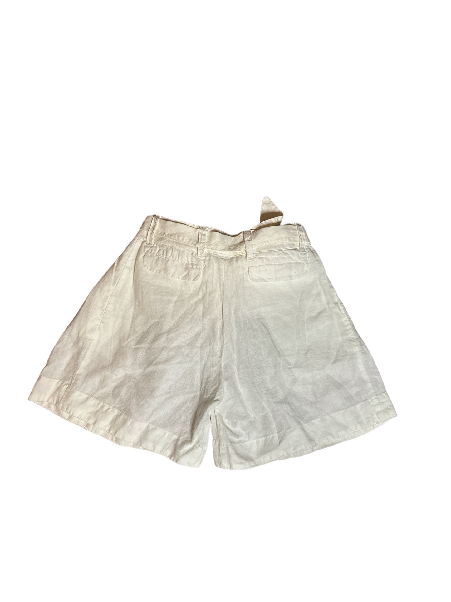 120% LINO White Belted High Waisted Linen Shorts