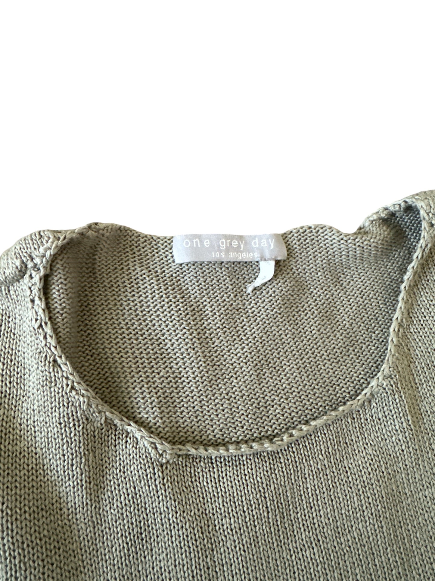 ONE GREY DAY Sage Green Open Knit Sweater