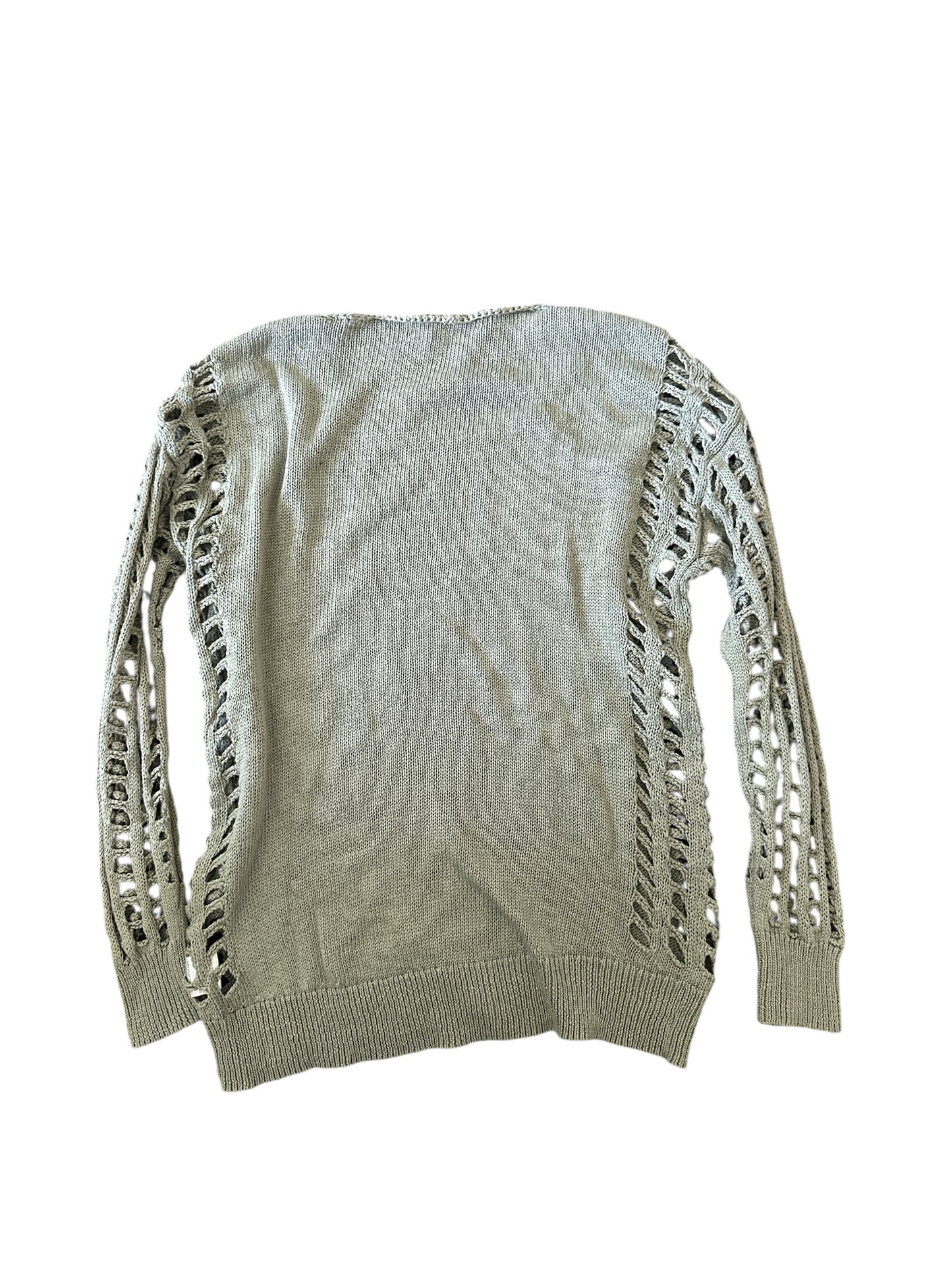 ONE GREY DAY Sage Green Open Knit Sweater