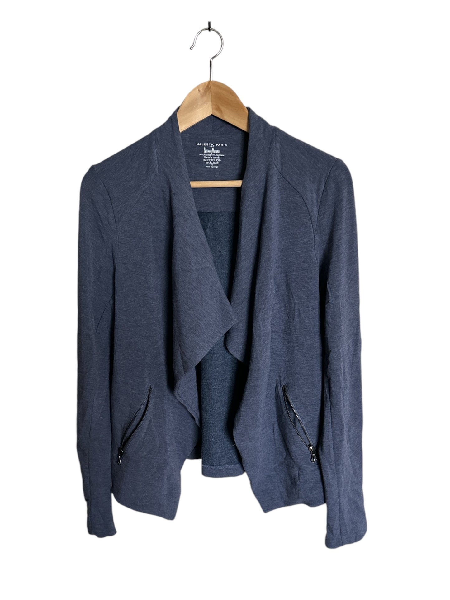 MAJESTIC FILATURES Heather Blue Open Moto Cardigan Jacket