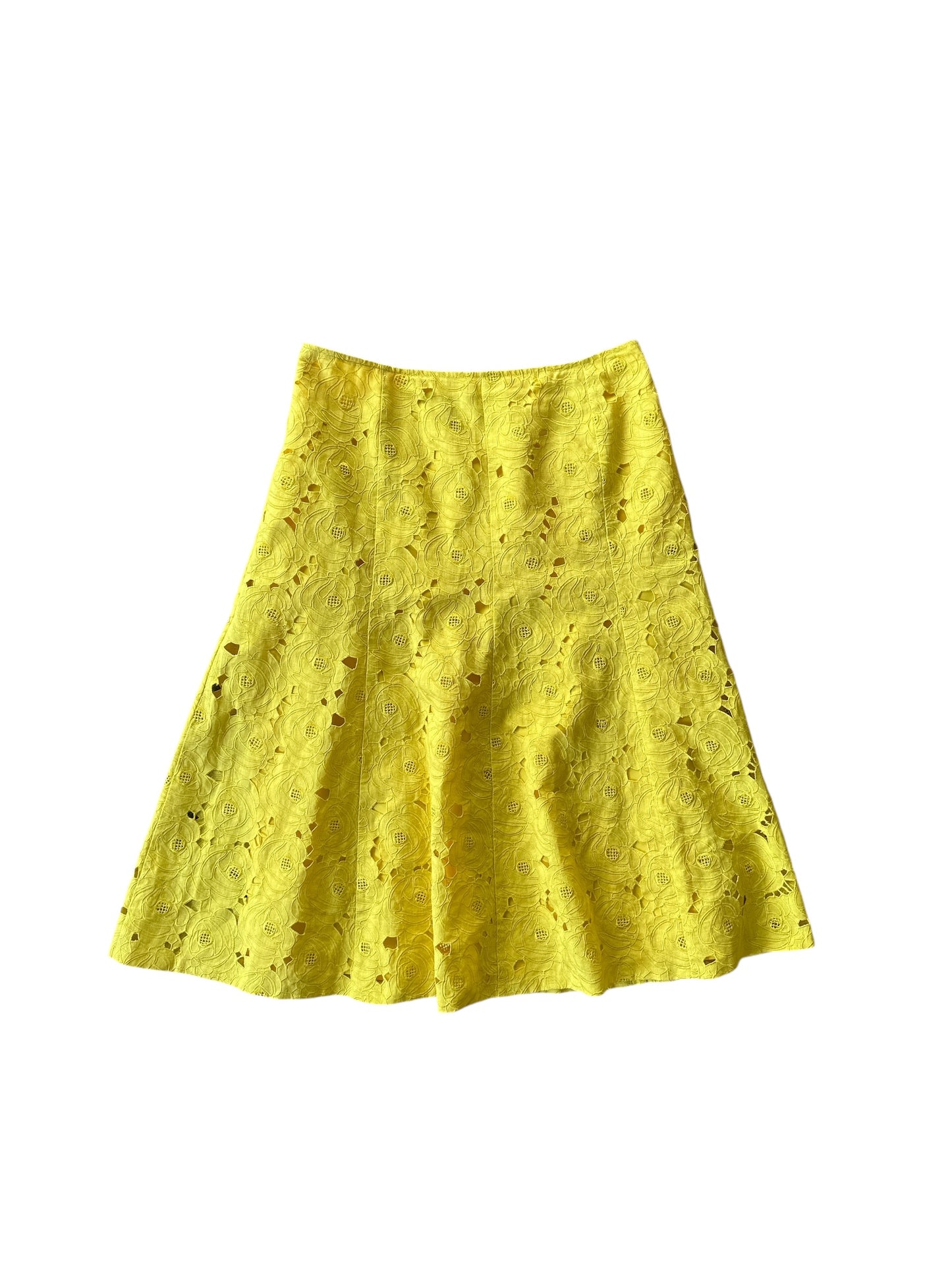 LAFAYETTE 148 Yellow Linen Full Midi Skirt