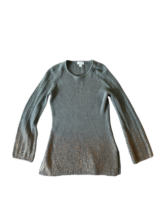 PER SE Gray Metallic Splatter Tunic Sweater