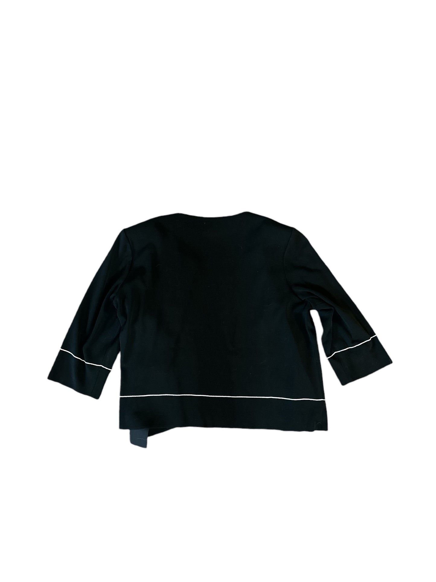 MING WANG Black Open Front Grommet Knit Cardigan Jacket