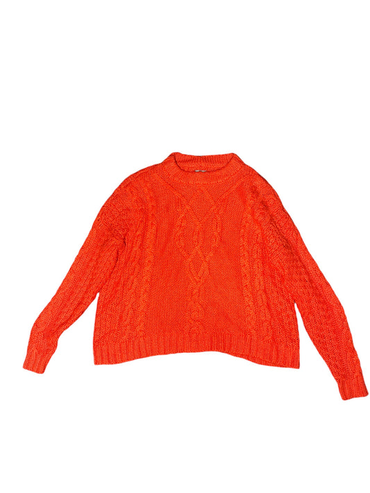 AERIE Red Oversized Boxy Cable-Knit Sweater