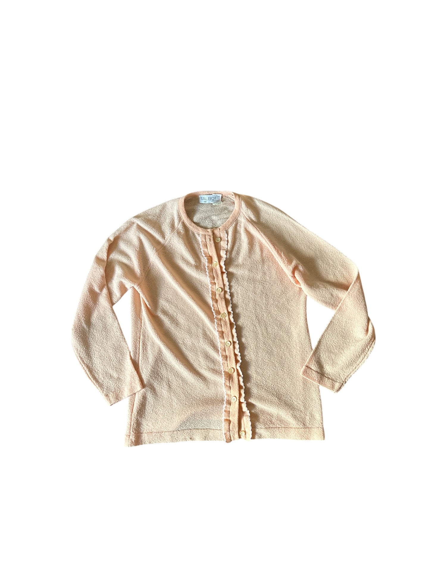 VINTAGE Pink Textured Ruffle Cardigan