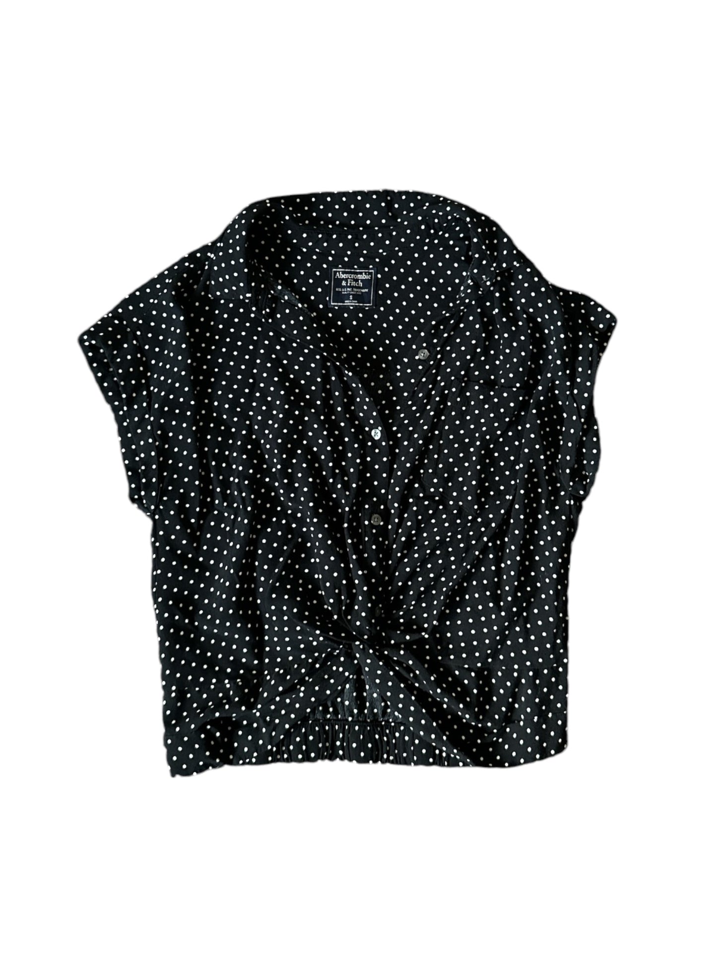 ABERCROMBIE & FITCH Black Polka Dot Twist Top