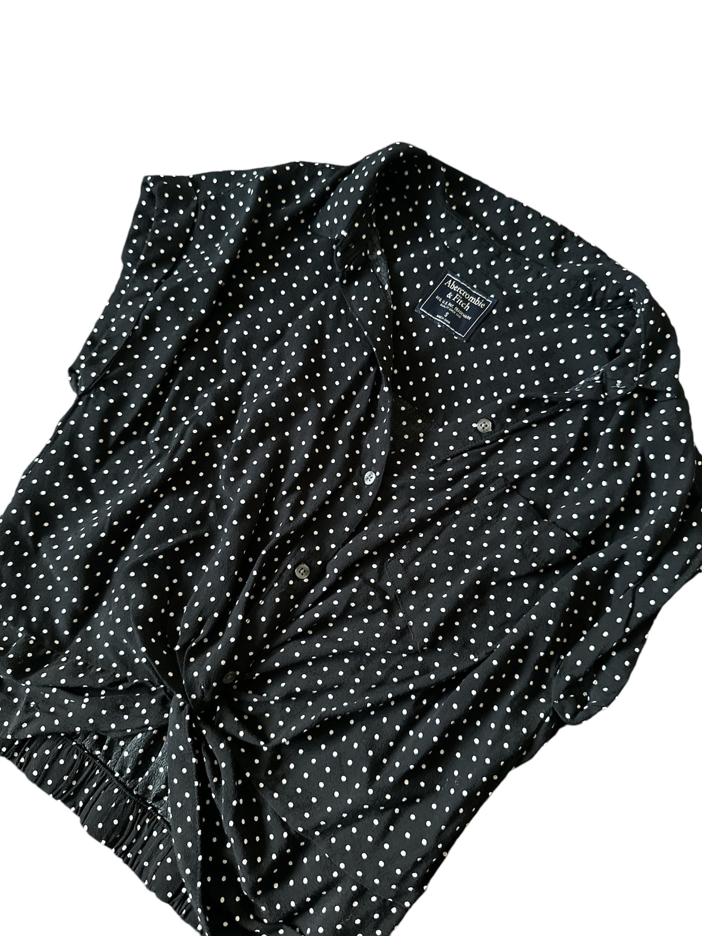 ABERCROMBIE & FITCH Black Polka Dot Twist Top