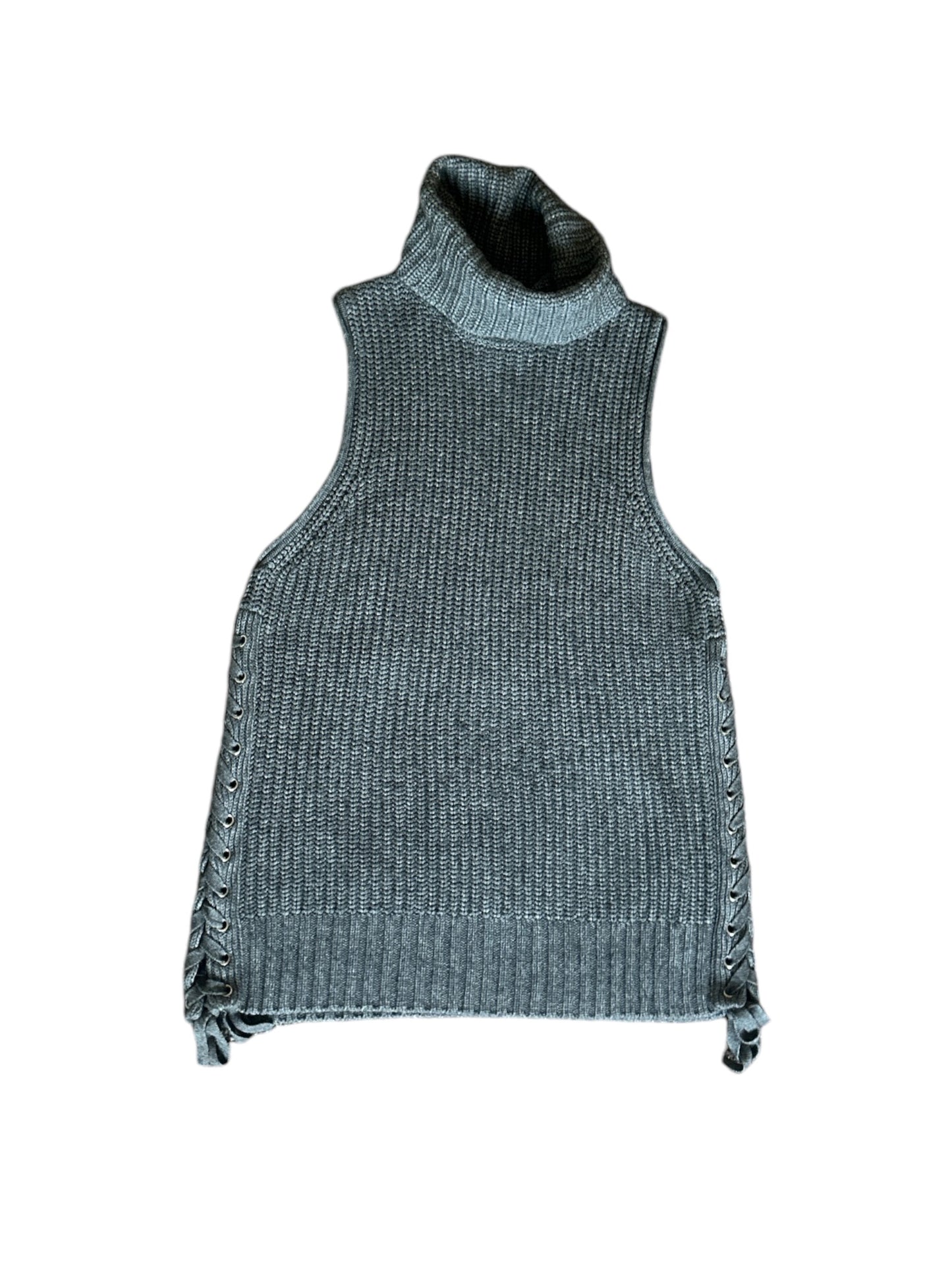 AUTUMN CASHMERE Gray Turtleneck Oversized Sleeveless Sweater