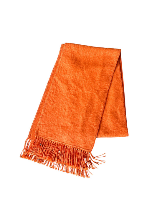 Orange Alpaca Knit Fringe Scarf