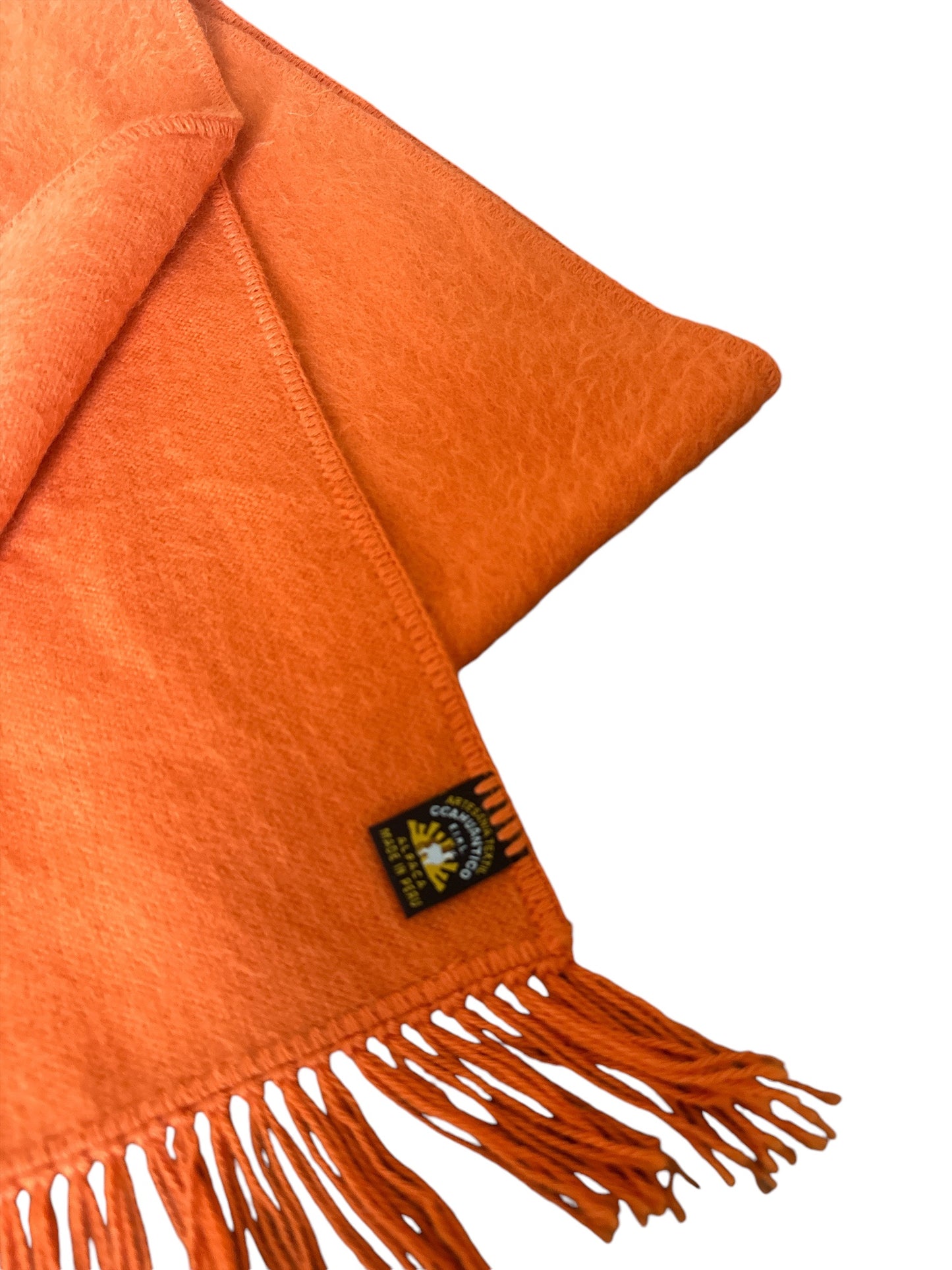 Orange Alpaca Knit Fringe Scarf