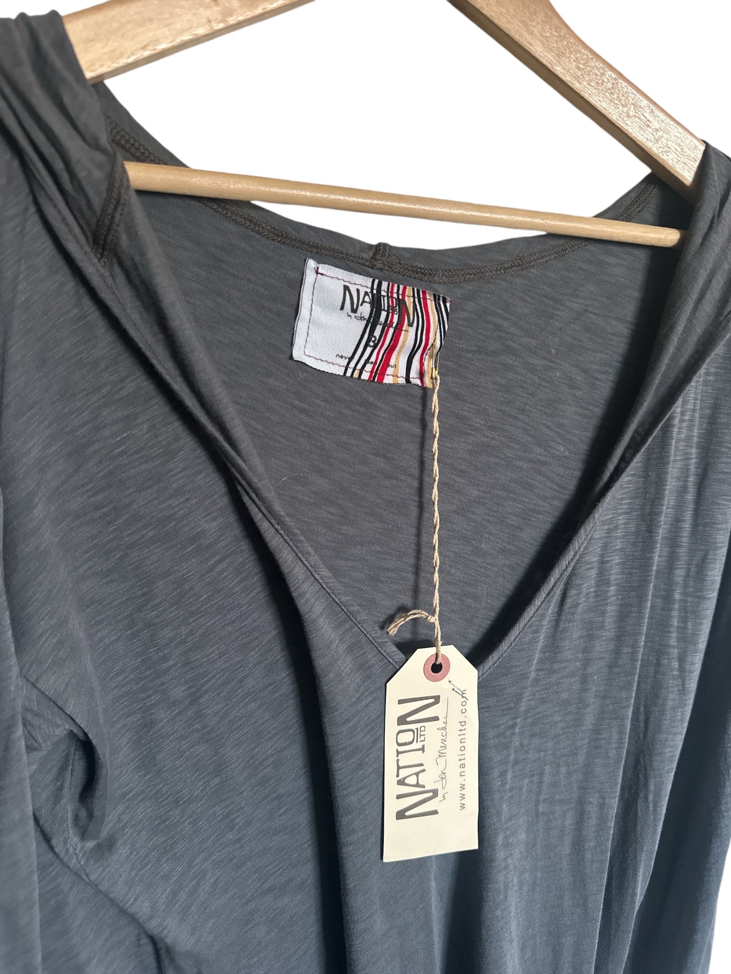 NATION LTD Gray Hooded Long Sleeve Tee