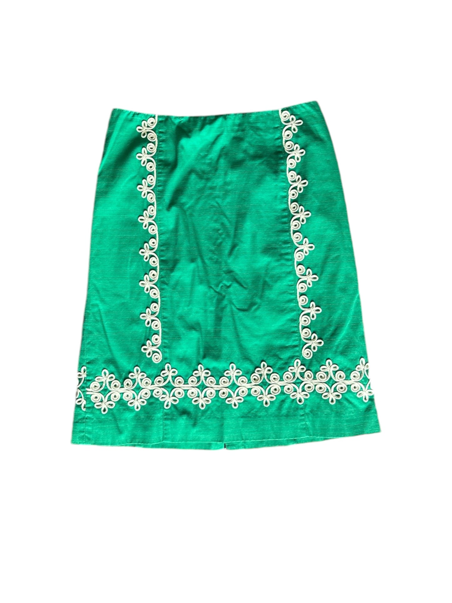 BODEN Kelly Green Embroidered Pencil Skirt