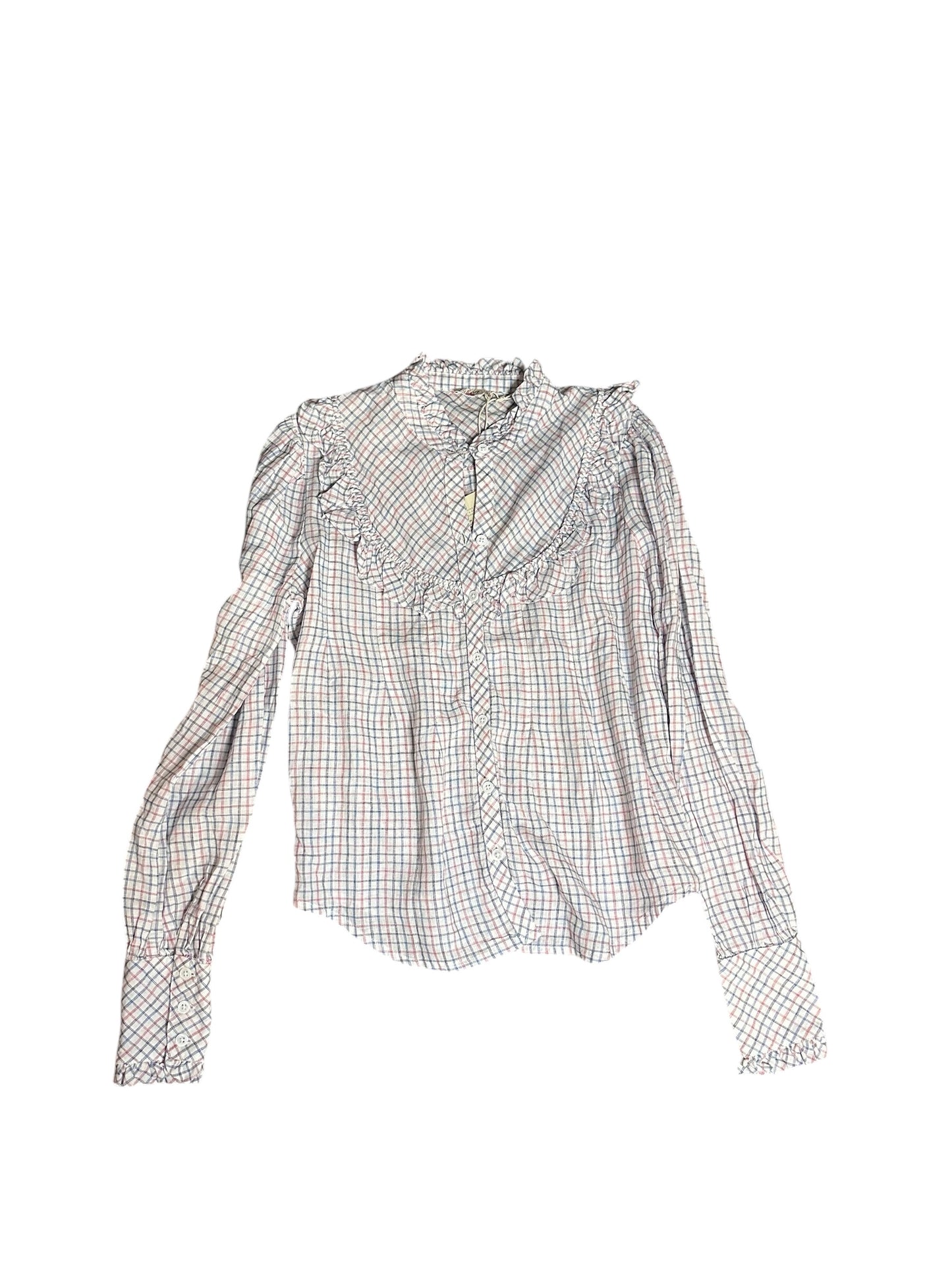 FAHERTY Check Ruffle Blouse