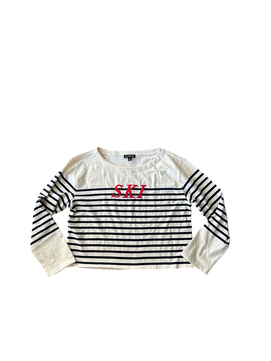 J. CREW Embroidered Long Sleeve Ski Striped Tee