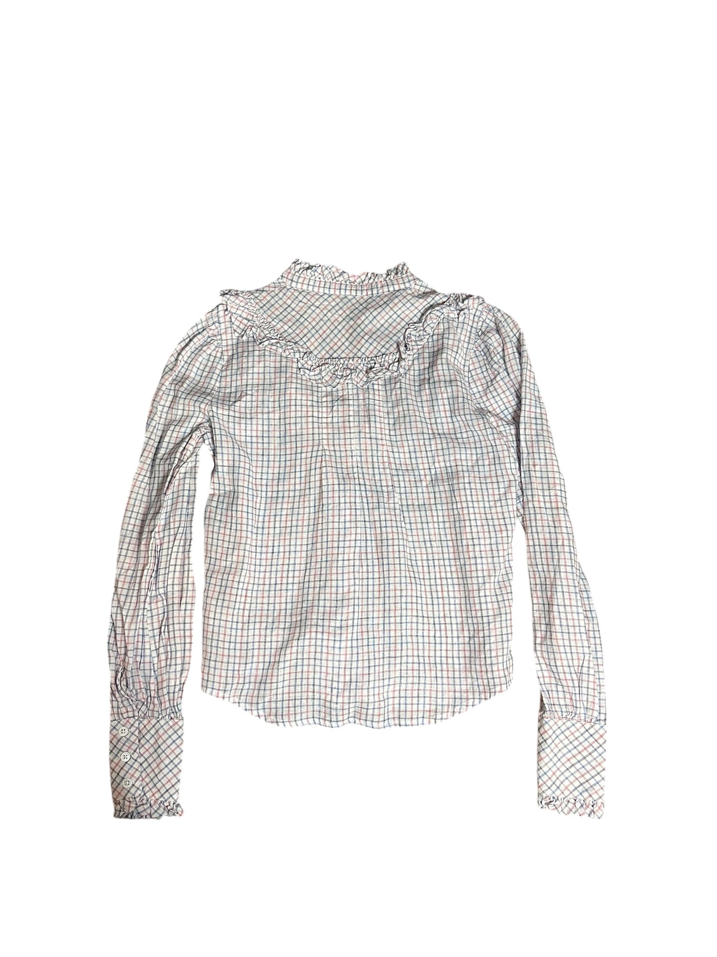 FAHERTY Check Ruffle Blouse