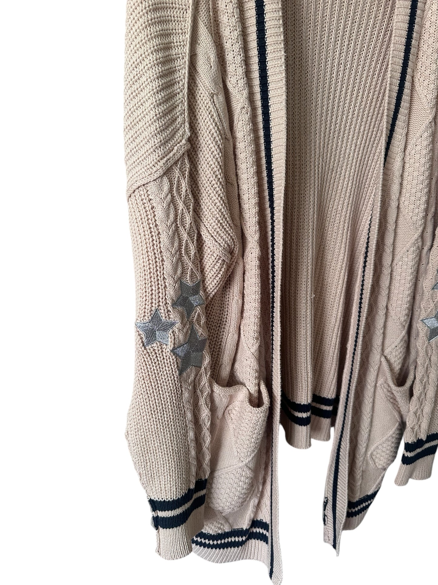 ALTAR'D STATE Cream Star Elbow Cable Cardigan Sweater