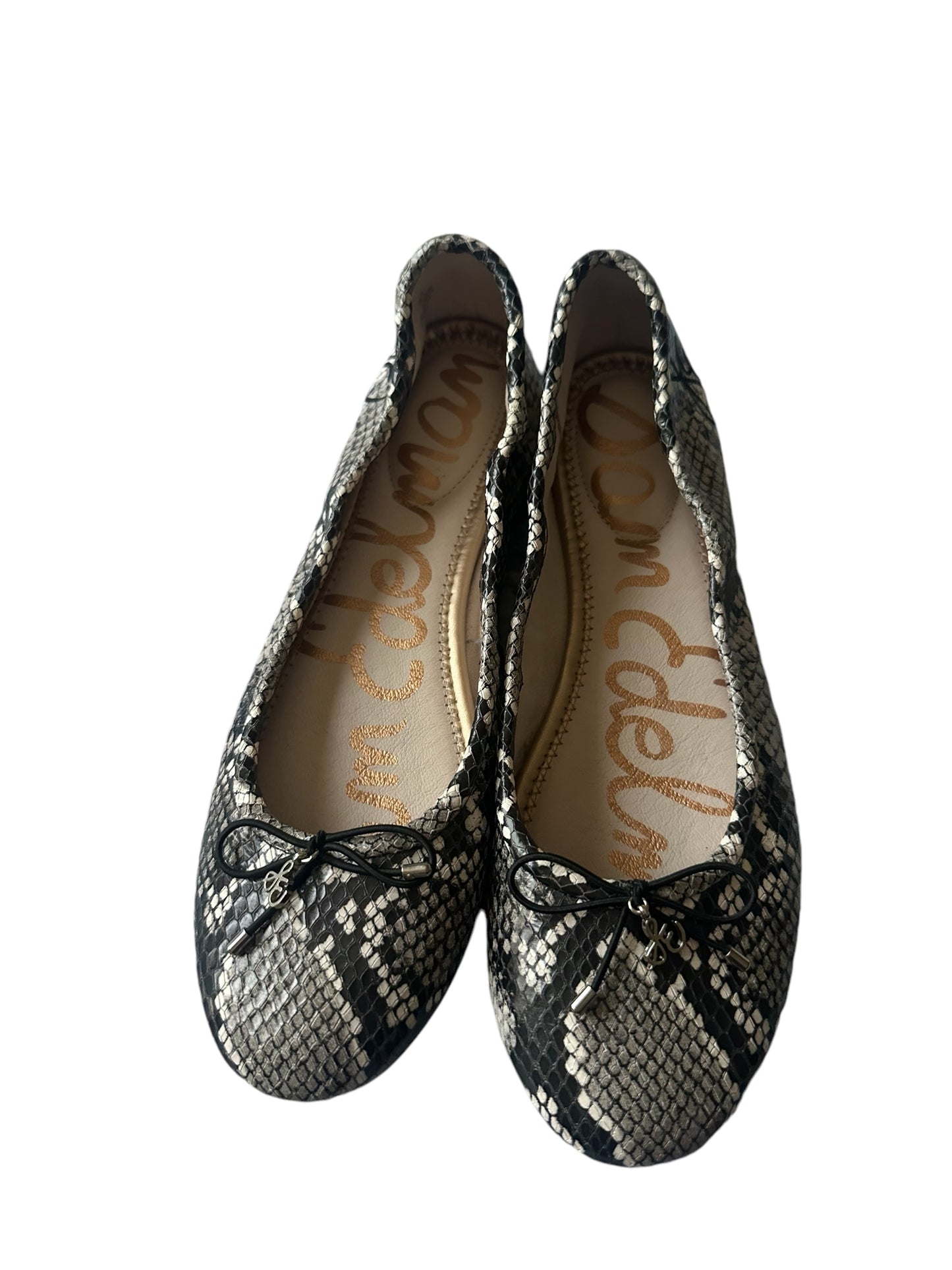 SAM EDELMAN Black Snake Print Ballet Flat