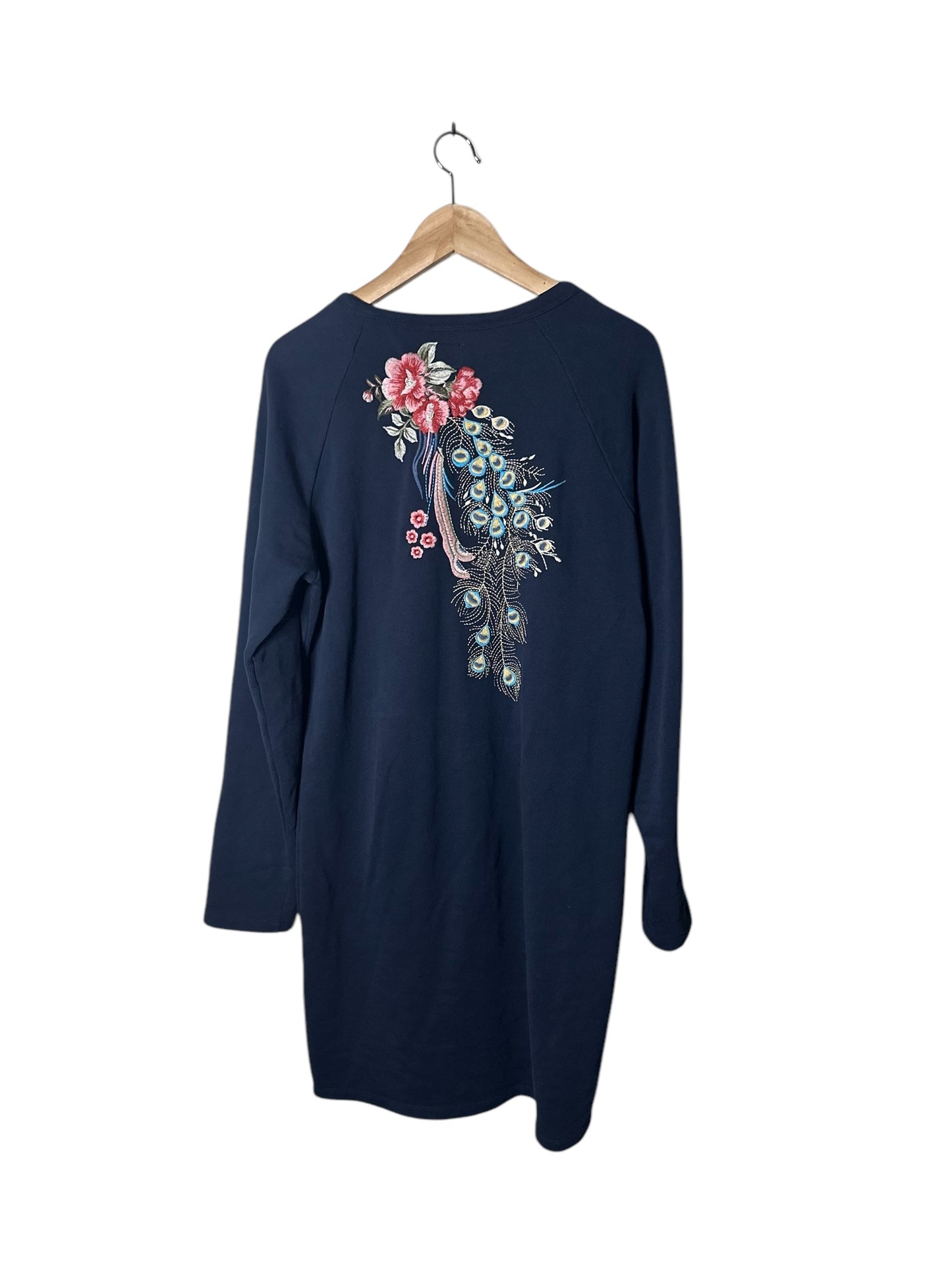 DRIFTWOOD Navy Embroidered Sweatshirt Dress