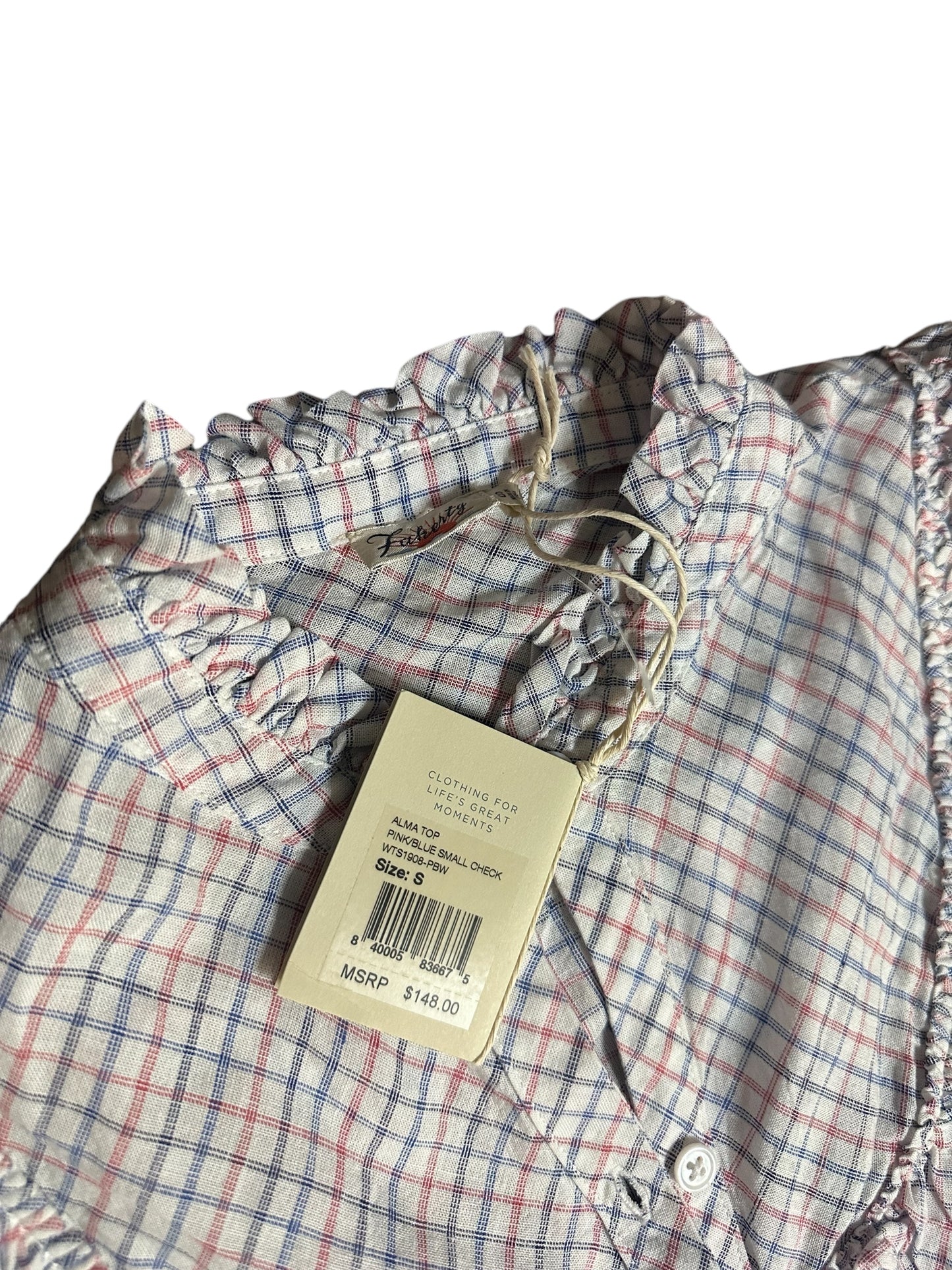 FAHERTY Check Ruffle Blouse