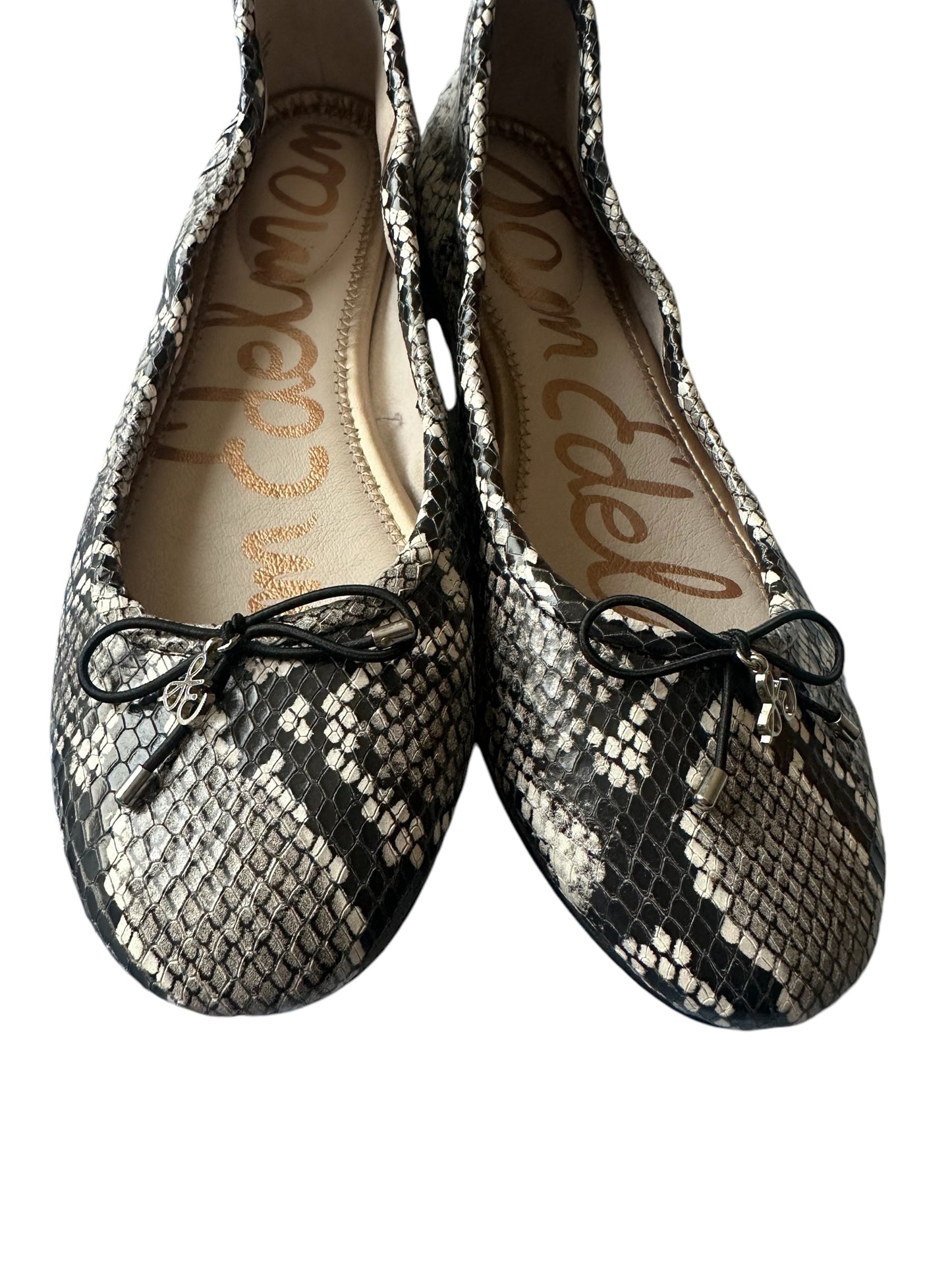 SAM EDELMAN Black Snake Print Ballet Flat