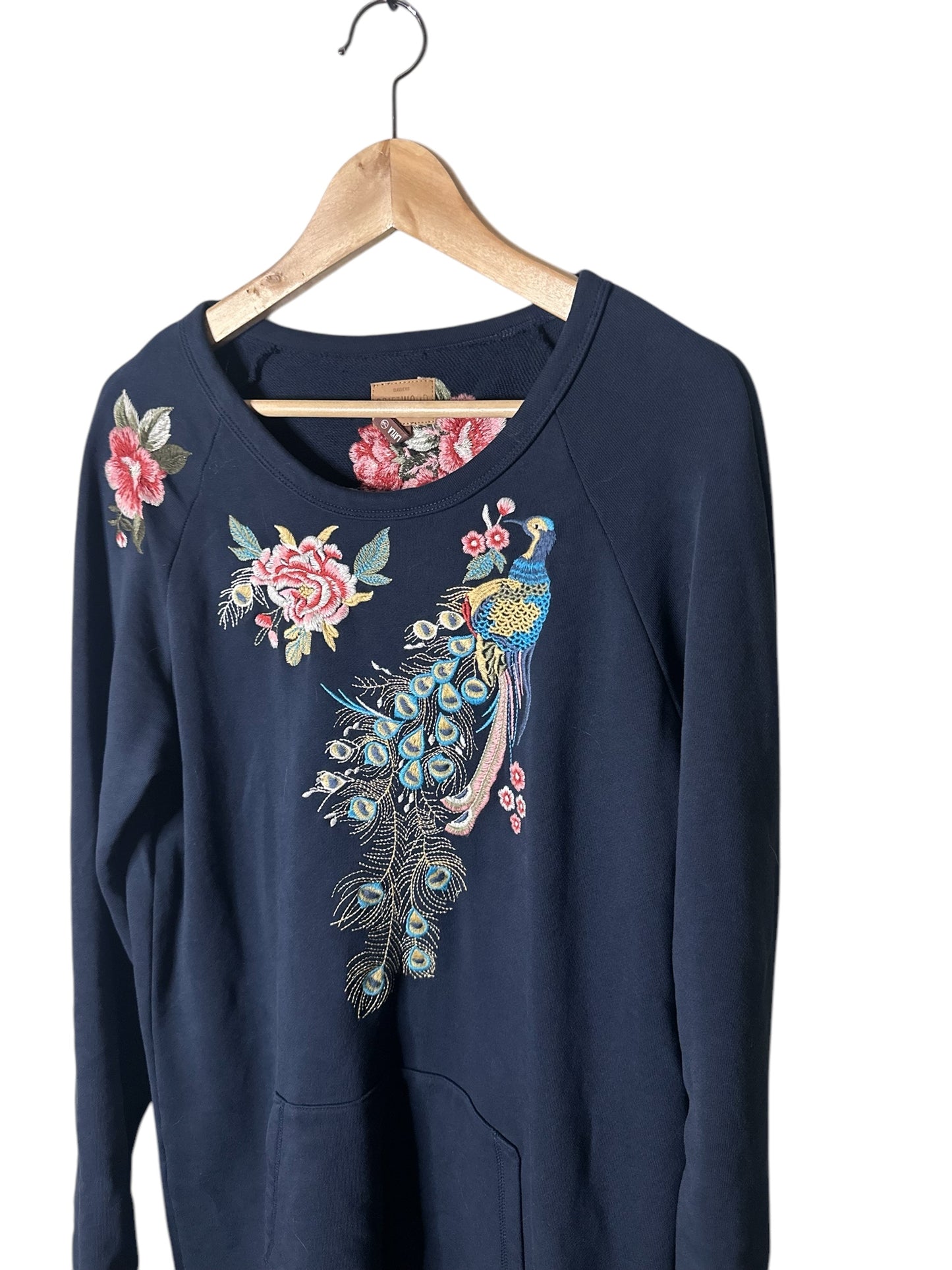 DRIFTWOOD Navy Embroidered Sweatshirt Dress