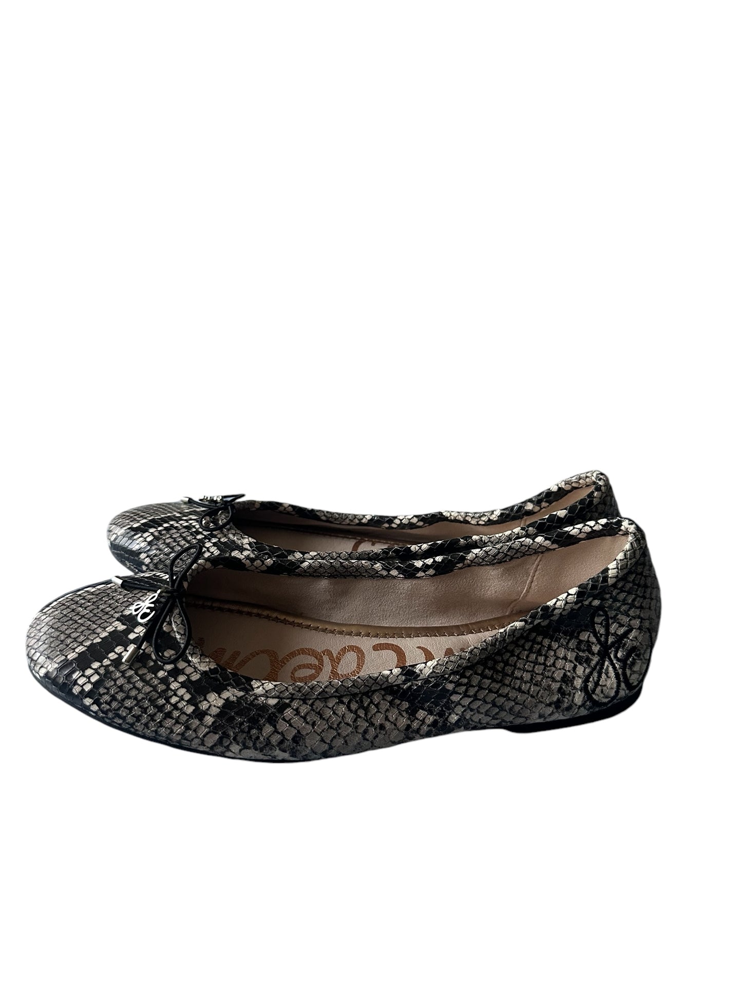 SAM EDELMAN Black Snake Print Ballet Flat