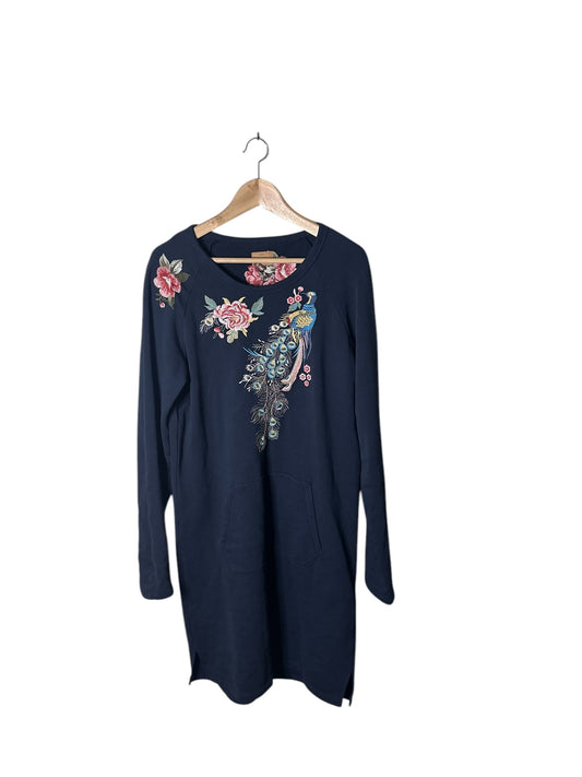 DRIFTWOOD Navy Embroidered Sweatshirt Dress