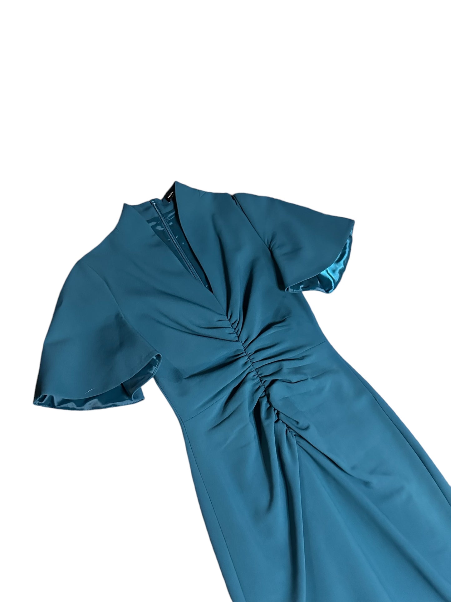 KAREN MILLEN Teal Ruched Pencil Dress