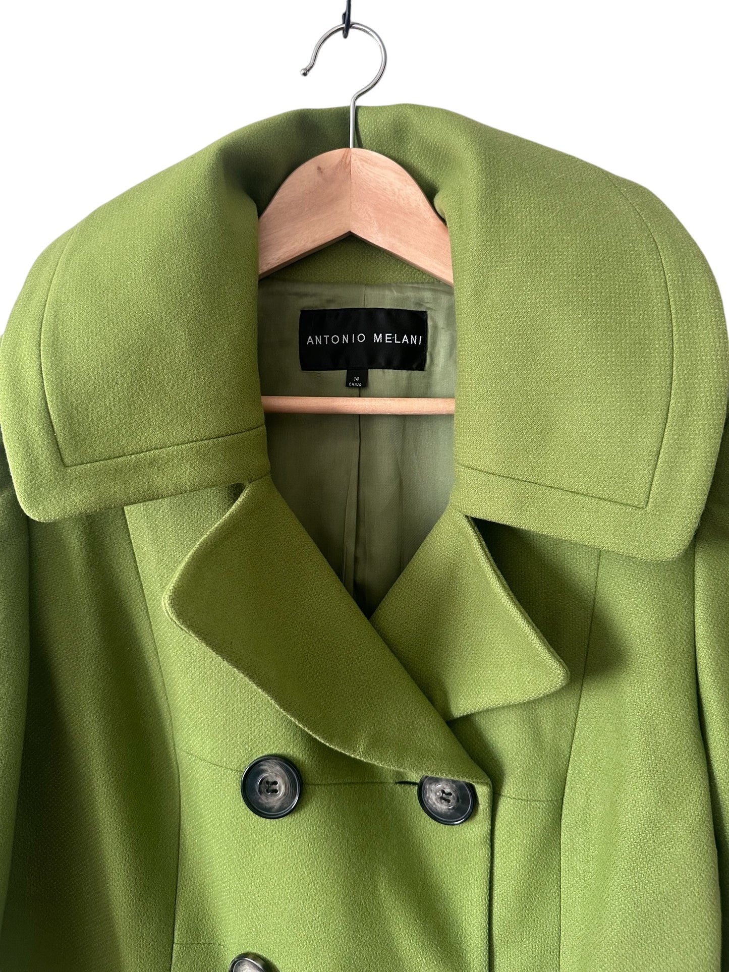 ANTONIO MELANI Green Wool Pea Coat