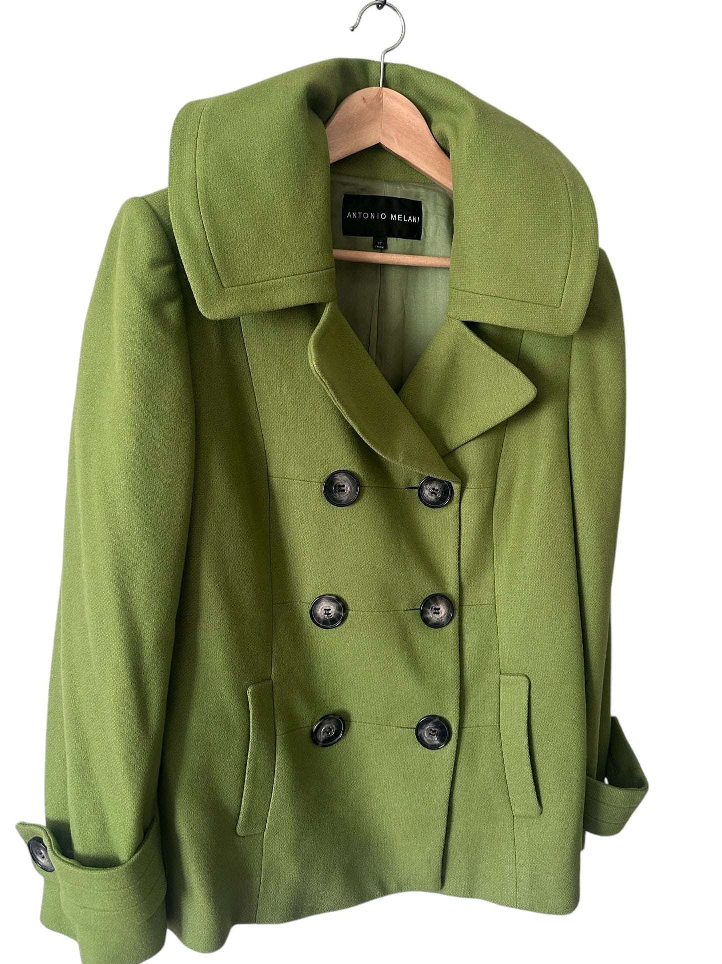 ANTONIO MELANI Green Wool Pea Coat