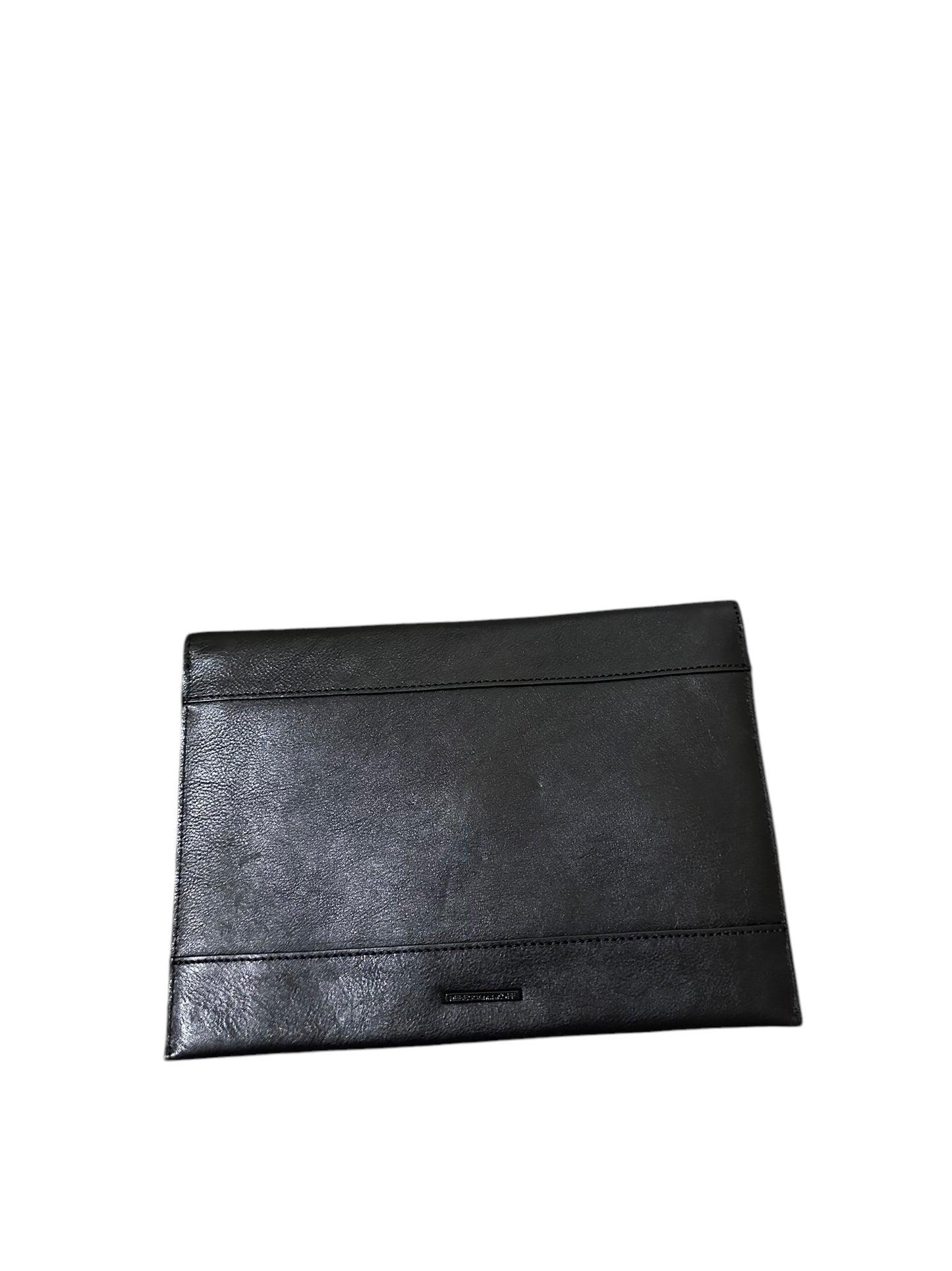 REBECCA MINKOFF Black Leather Large Flower Envelope Clutch