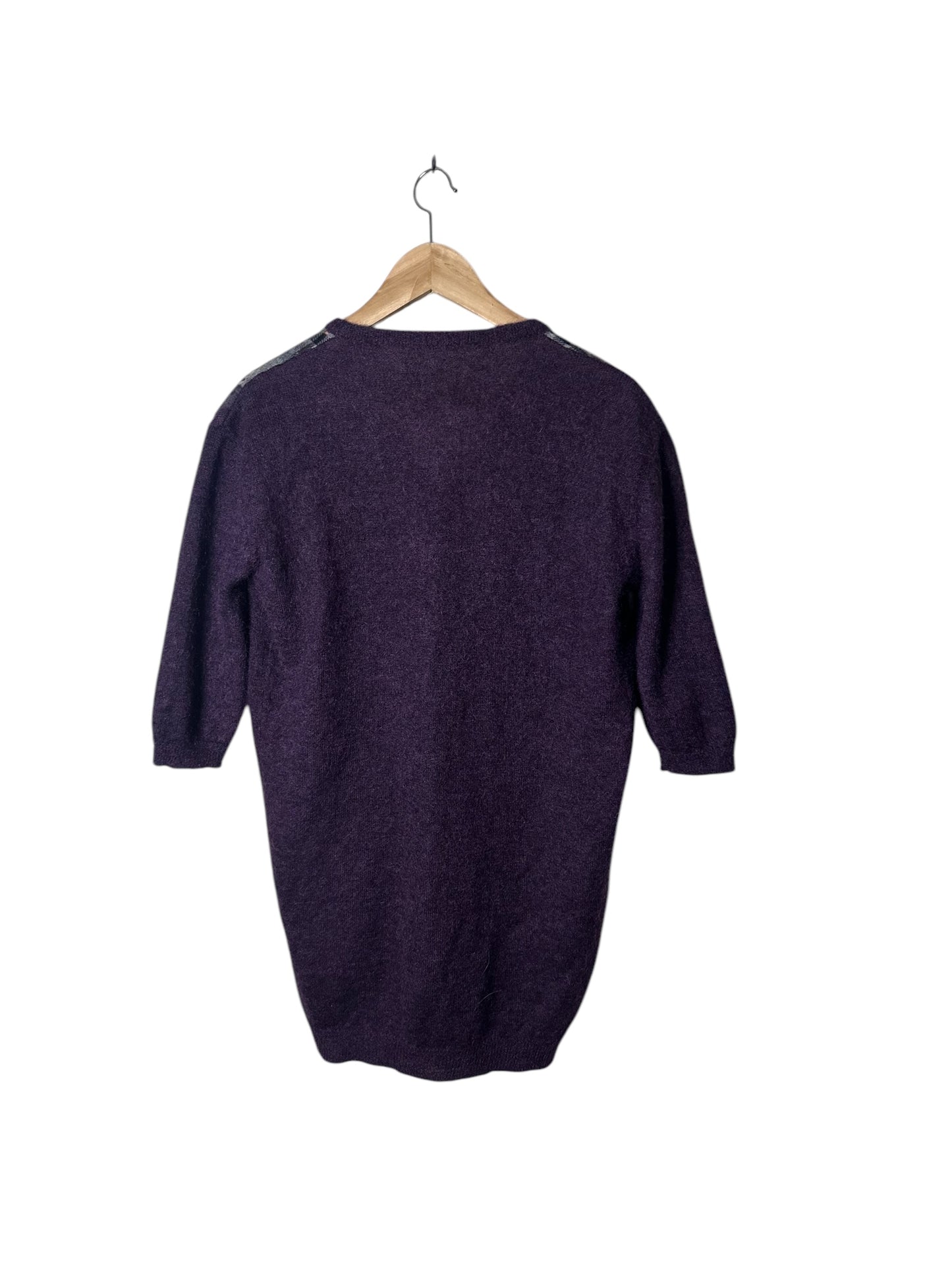 MARCO DE VINCENZO Purple Mohair Cut Out Plaid. Sweater