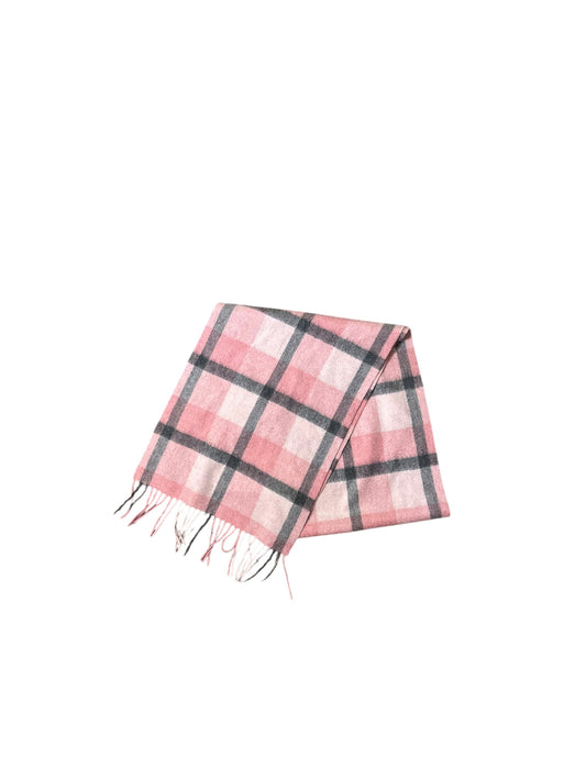 LOUISA PERINI Pink Gray Plaid Cashmere Scarf