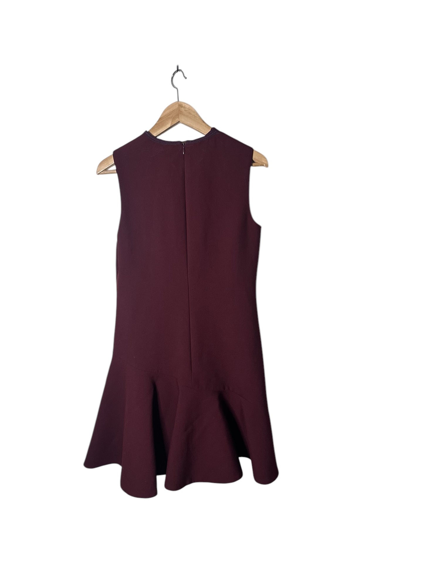 VICTORIA BECKHAM Burgundy Peplum Asymmetrical Dress