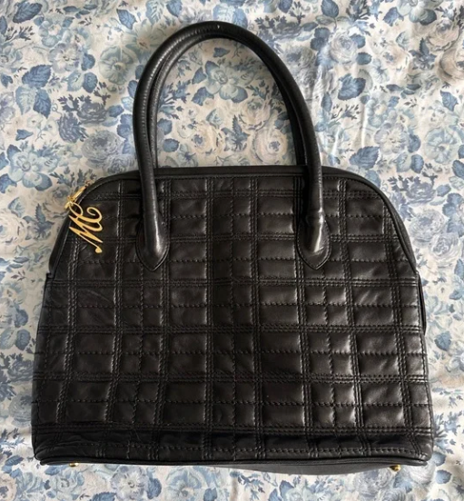 MARK CROSS Black Quilted Leather Top Handle Handbag