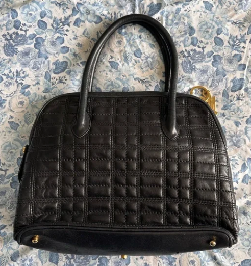 MARK CROSS Black Quilted Leather Top Handle Handbag